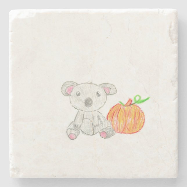 Koala Bear mit Pumpkin Steinuntersetzer (Vorderseite)