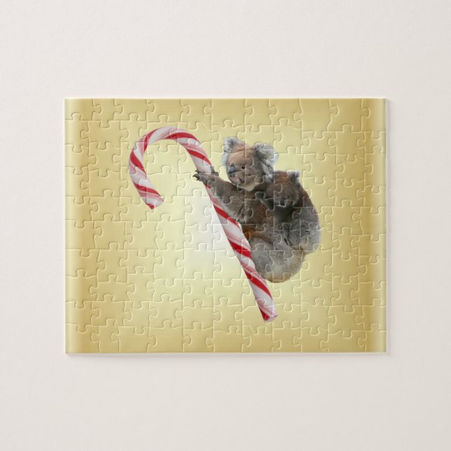 Koala Bear Mum und Joey Climbing Candy Cane Puzzle (Horizontal)