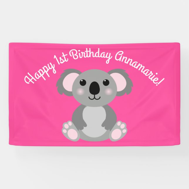 Koala Bear Niedlich Kid Birthday Party Banner (Horizontal)