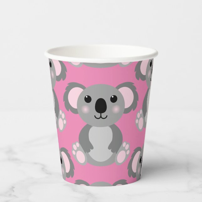 Koala Bear Niedlich Kid Birthday Party Paper Cups Pappbecher (Rückseite)
