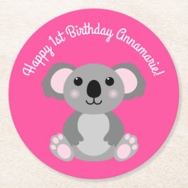 Koala Bear Niedlich Kid Birthday Party Runder Pappuntersetzer