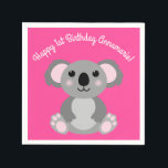 Koala Bear Niedlich Kid Birthday Party Serviette<br><div class="desc">Adorable kuschelige Koalabären mit rosa machen ein vollkommenes Geburtstagsthema,  für ein Mädchen,  einen Jungen oder ein Kind,  das diese niedlichen australischen Koalabären Lieben! Ideal für tierliebende Kinder! Auch perfekt für den ersten Geburtstag eines Babys!</div>