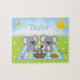Koala Bear Picnic Boy Blue Gingham Puzzle