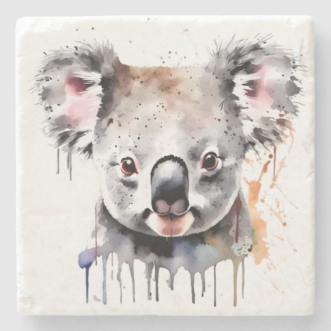 Koala Bear Portrait Steinuntersetzer (Vorderseite)