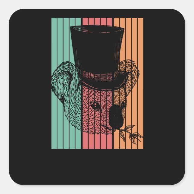 Koala Bear Retro Quadratischer Aufkleber (Vorderseite)