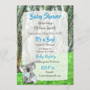 Koala Bear The a Boy Baby Shower Einladungen