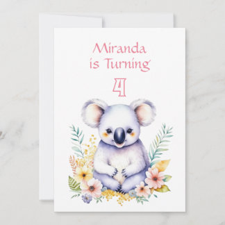 Koala Bear Themed Girl's Birthday Party Einladung