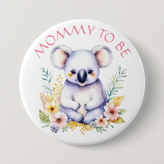Koala Bear Themed It's a Girl Baby Shower Button (Vorderseite)