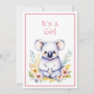 Koala Bear Themed It's a Girl Baby Shower Einladung