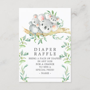 Koala Bear Twins Baby Duschkabine Windeln Raffle T Begleitkarte