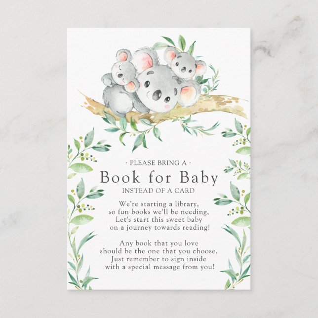 Koala Bear Twins Baby Showbook for Baby Card Begleitkarte (Vorderseite)
