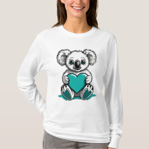 Koala Bear umarmt Aquamarines Herz T-Shirt