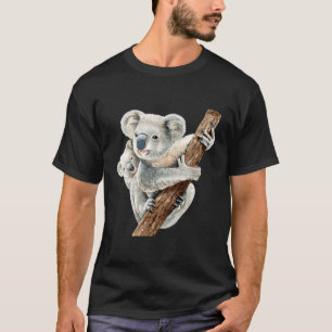 Koala Bear und Baby realistische Wasserfarbe T-Shirt