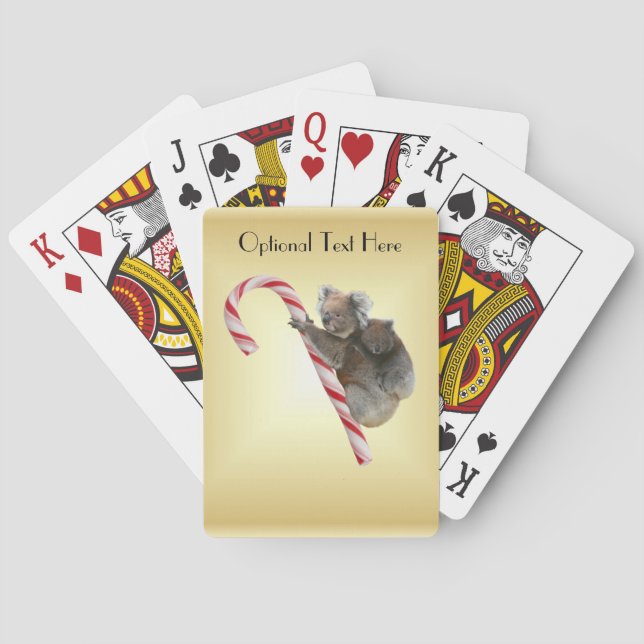 Koala Bear und Joey Cub Candy Cane Spielkarten (Rückseite)
