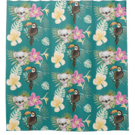 Koala Bear und Toucan Bird Aquamarines Muster Duschvorhang