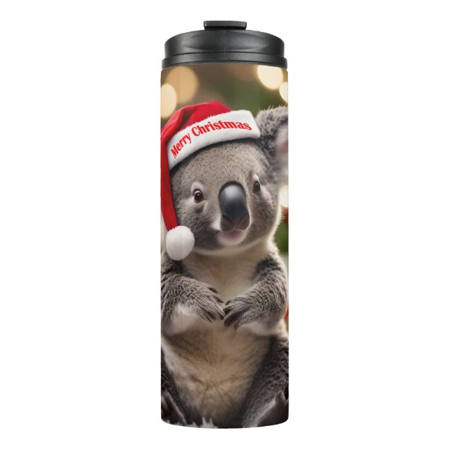 Koala Bear Wear Weihnachtsmannmütze, Thermosbecher (Vorderseite)