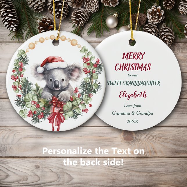 Koala Bear Wreath Grandtochter Weihnachten Keramik Ornament (Von Creator hochgeladen)