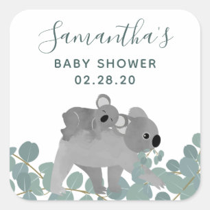 Koala Bears Baby Dusche Quadratischer Aufkleber