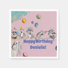 Koala Bears Geburtstagsparty Tiermädchen Pink Serviette