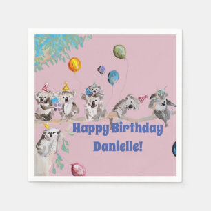 Koala Bears Geburtstagsparty Tiermädchen Pink Serviette