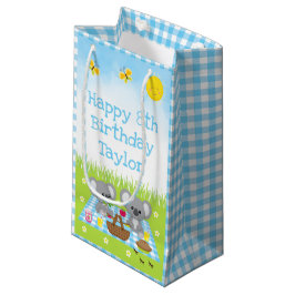Koala Bears Picnic Blue Gingham Happy Birthday Kleine Geschenktüte