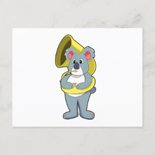Koala bei Musik mit Saxophon.PNG Postkarte