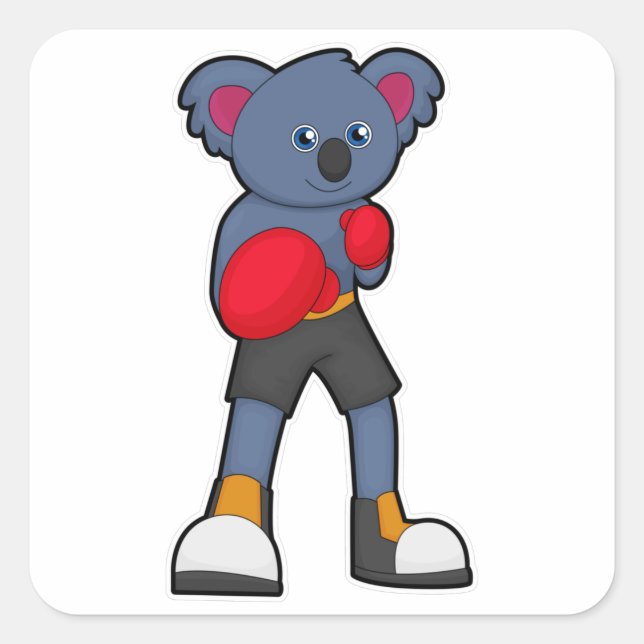 Koala beim Boxen mit Boxhandschuhen Quadratischer Aufkleber (Vorderseite)