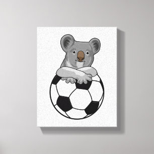 Koala beim Fußballsport Leinwanddruck