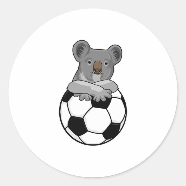 Koala beim Fußballsport Runder Aufkleber (Vorderseite)