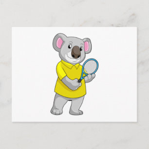 Koala beim Tennis mit Tennisschläger Postkarte