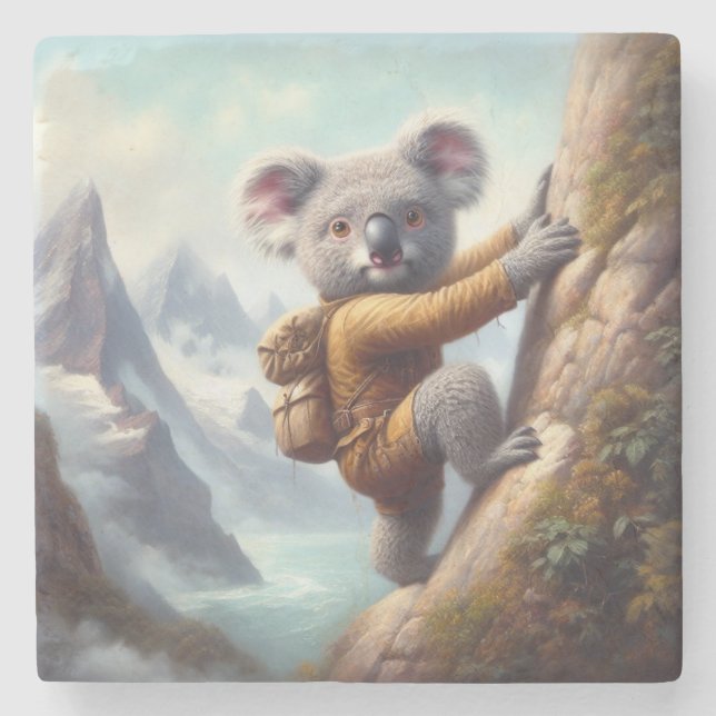 Koala Bergsteigen Steinuntersetzer (Vorderseite)