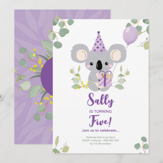 Koala Birthday Einladung