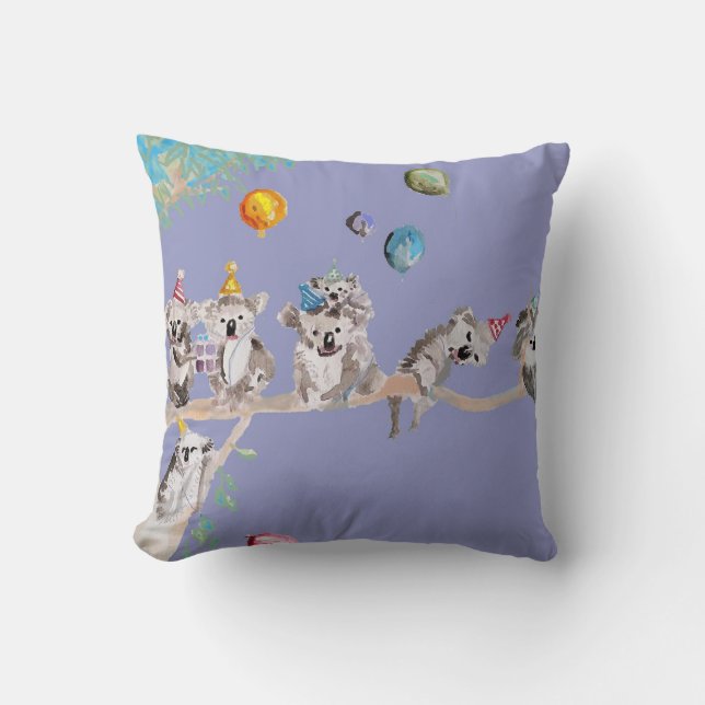 Koala Birthday Niedlich Koalas Kinder Lila Cushion Kissen (Vorderseite)
