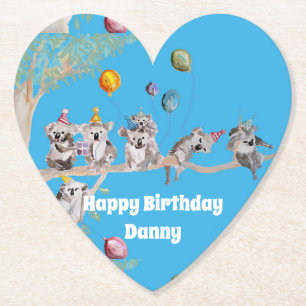 Koala Birthday Party Blue Paper Party Untersetzer