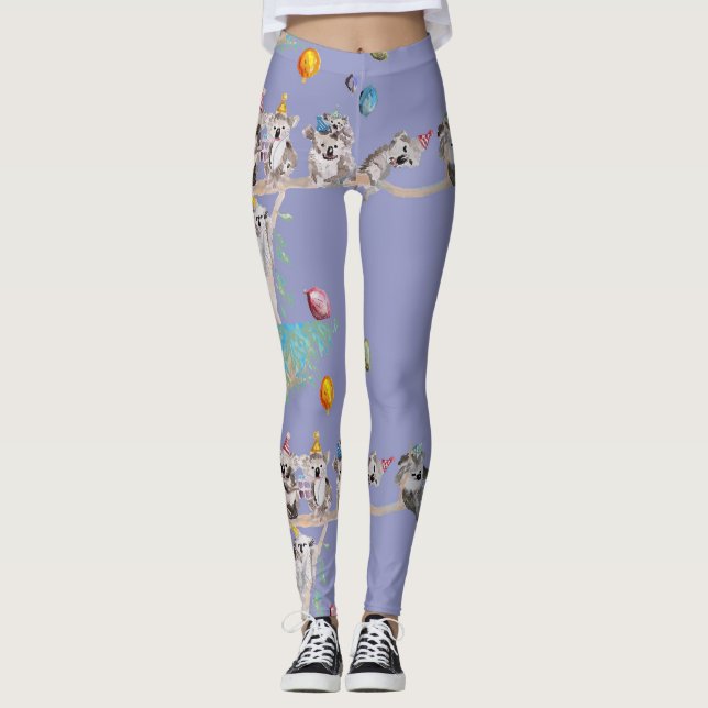 Koala Birthday Party koalas Lila Leggings (Vorderseite)