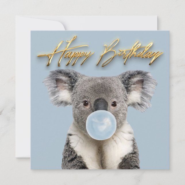 Koala Blasa a Blue Bubble gum Einladung (Vorderseite)