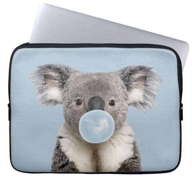 Koala Blasst ein blaues Blasen-Kaugummi-Poster Laptopschutzhülle (Vorderseite)