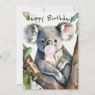 Koala bläst ein rosa Kaugummi Feiertagskarte