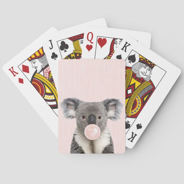 Koala bläst ein rosa Kaugummi Spielkarten (Rückseite)