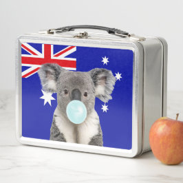 Koala Blows blauer Kaugummi australische Flagge Metall Brotdose