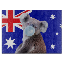 Koala Blows blauer Kaugummi australische Flagge Schneidebrett