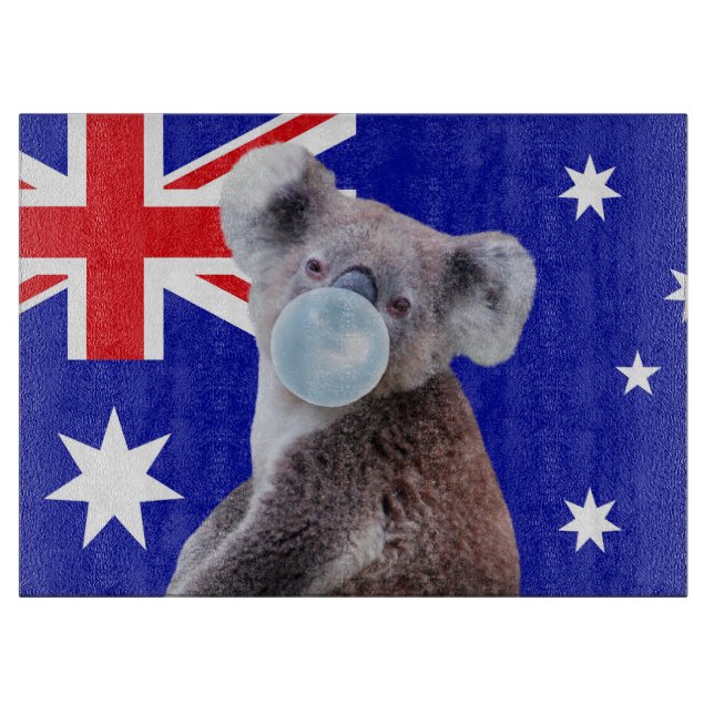 Koala Blows blauer Kaugummi australische Flagge Schneidebrett (Vorderseite)
