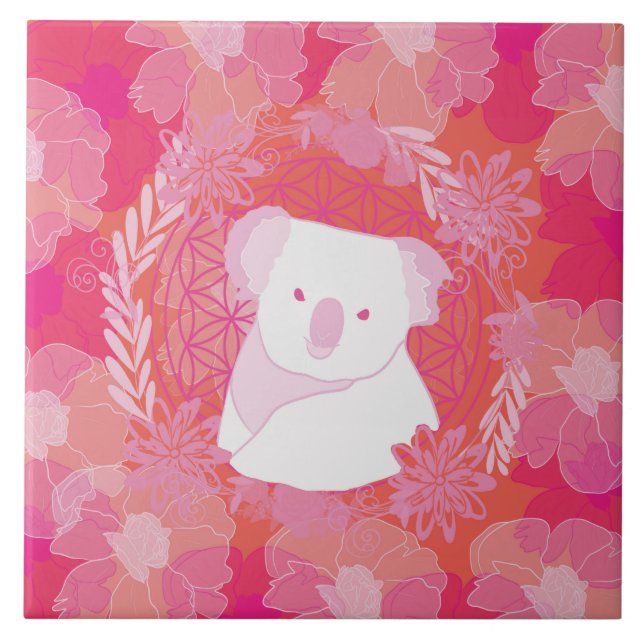 Koala Blume des Lebens Fliese (Vorderseite)