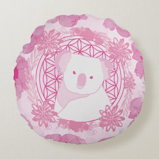 Koala Blume des Lebens Rundes Kissen (Vorderseite)