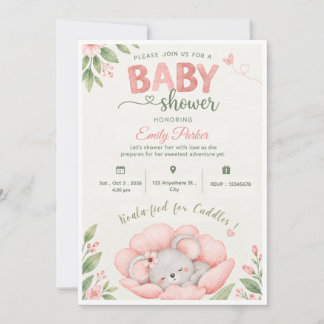 Koala-Blumen-Baby-Shower-Einladung Einladung