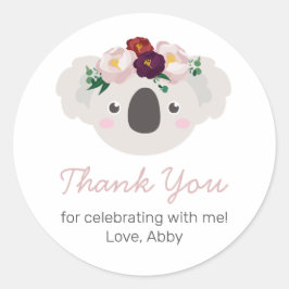 Koala Boho Floral Round Sticker