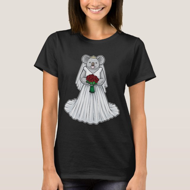 Koala-Braut Rose Hochzeit T-Shirt (Vorderseite)