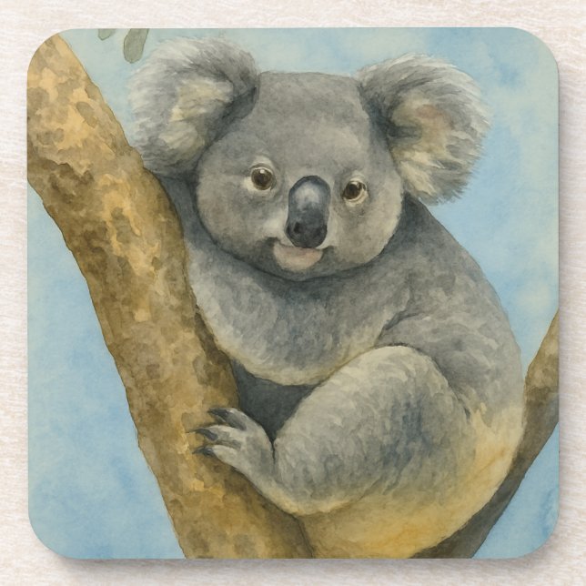 Koala Calm - Wasserfarbenwelt Getränkeuntersetzer (Vorderseite)