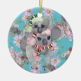 Koala Christmas Botanical Vintag Blue Keramik Ornament