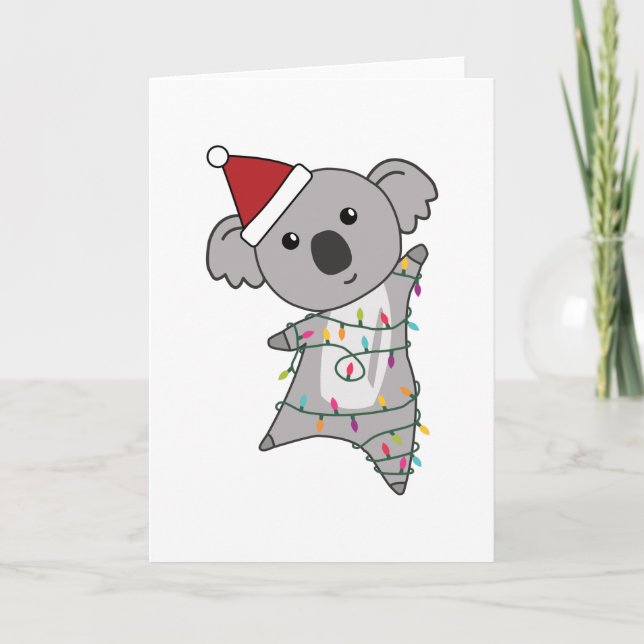 Koala Christmas Fairy Lights Süße Tier Karte (Vorderseite)
